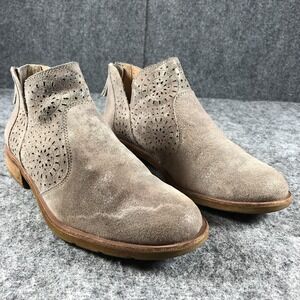 Sofft Boots Womens Size 9.5‎ Taupe Suede Cutout Perforated Back Zip SF0018948